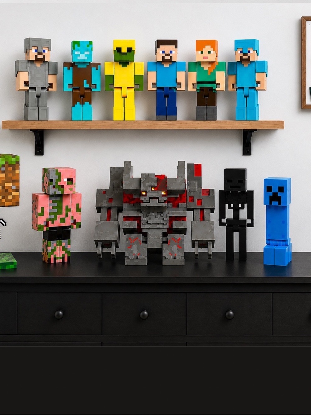 Huge Large Scale Minecraft Collectible Figures Mattel Zombie Creeper Pig Dungeon